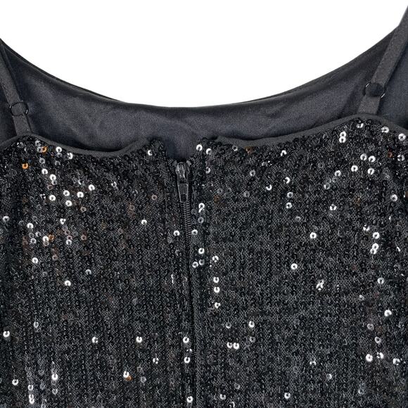 GB Stretch Sequin Mini Slip Dress Black Gianni Bini Juniors Large - Picture 6 of 8